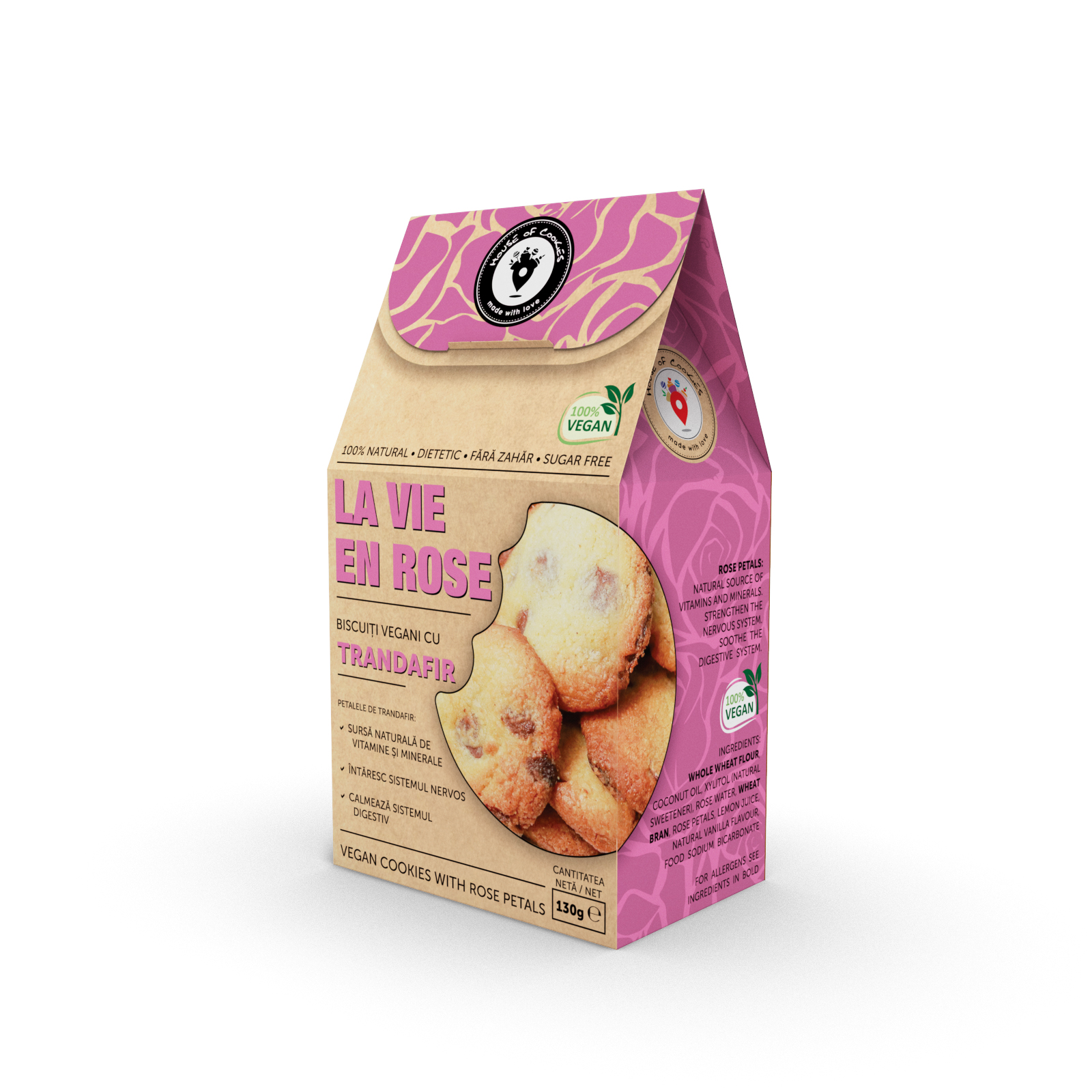 Biscuiti fara zahar cu petale de trandafiri, La vie en rose, Prajituri la birou Biscuiti fara zahar cu petale de trandafiri, La vie en rose, Prajituri la birou