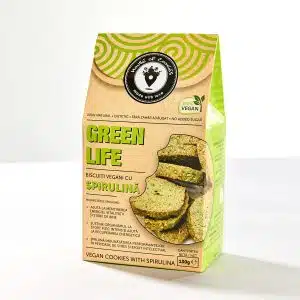 Green Life - Biscuiti fara zahar cu spirulina - prajituri la birou